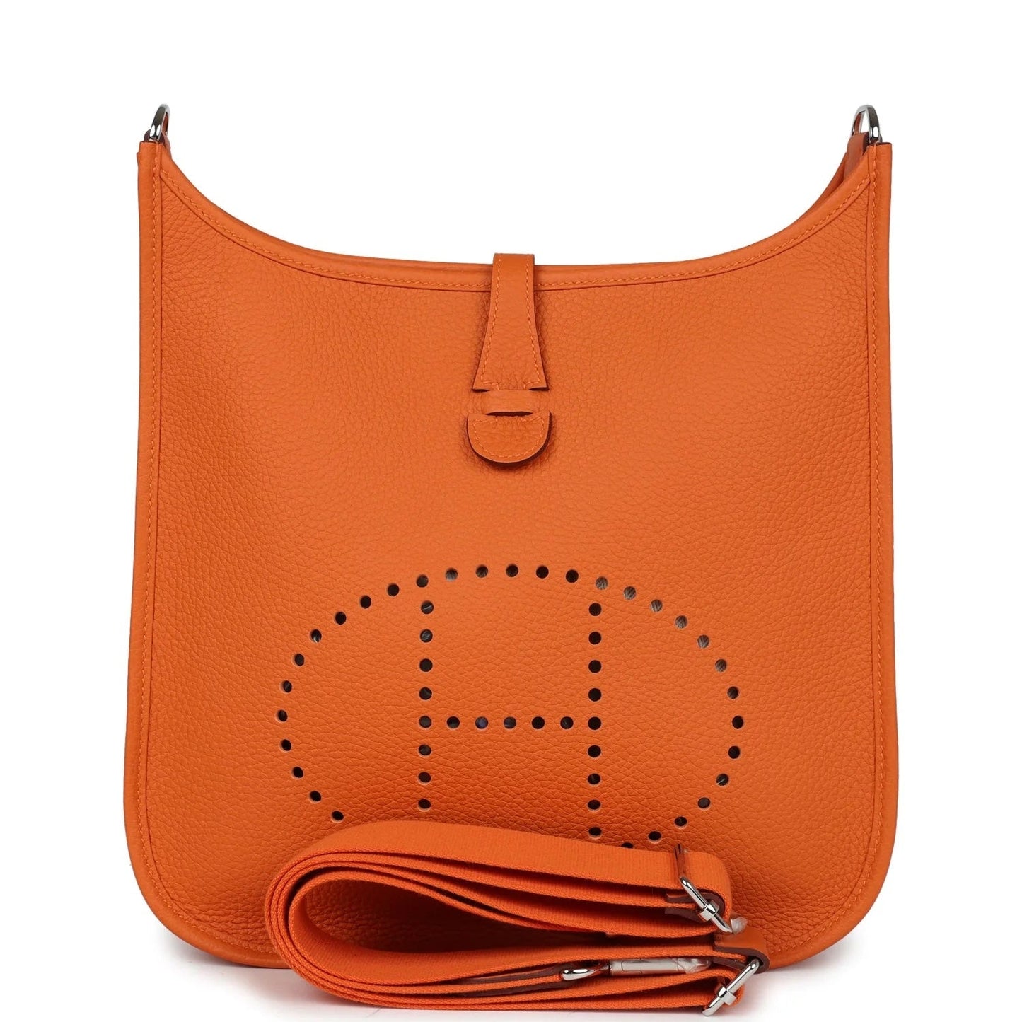 HERMÈS EVELYNE III PM CLEMENCE SHOULDER BAG IN ORANGE