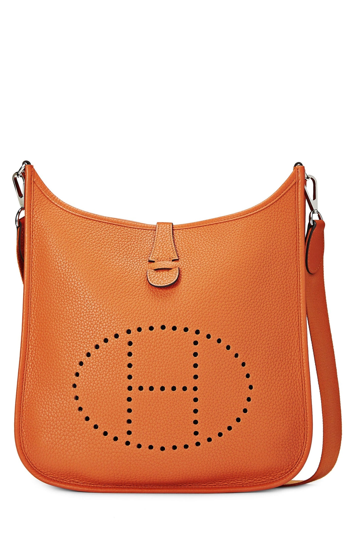 HERMÈS EVELYNE III PM CLEMENCE SHOULDER BAG IN ORANGE