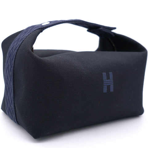 HERMÈS CANVAS LARGE BRIDE A BRAC POUCH BLEU NUIT