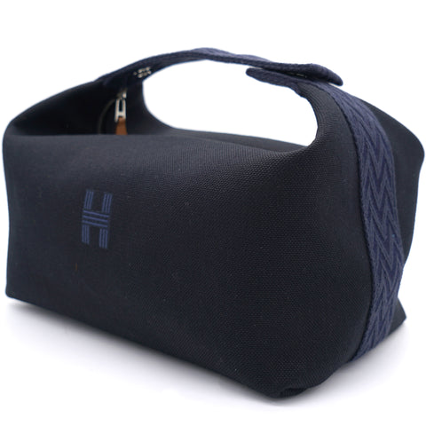 HERMÈS CANVAS LARGE BRIDE A BRAC POUCH BLEU NUIT