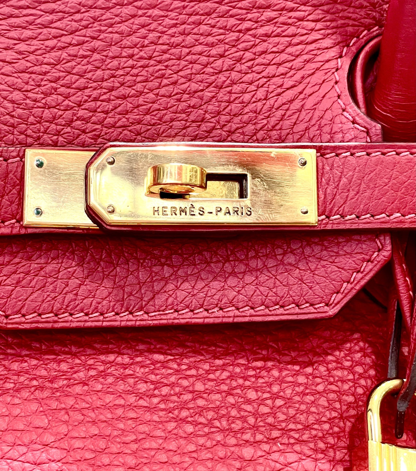 HERMÈS BIRKIN 35 RUBY CLEMENCE HANDBAG