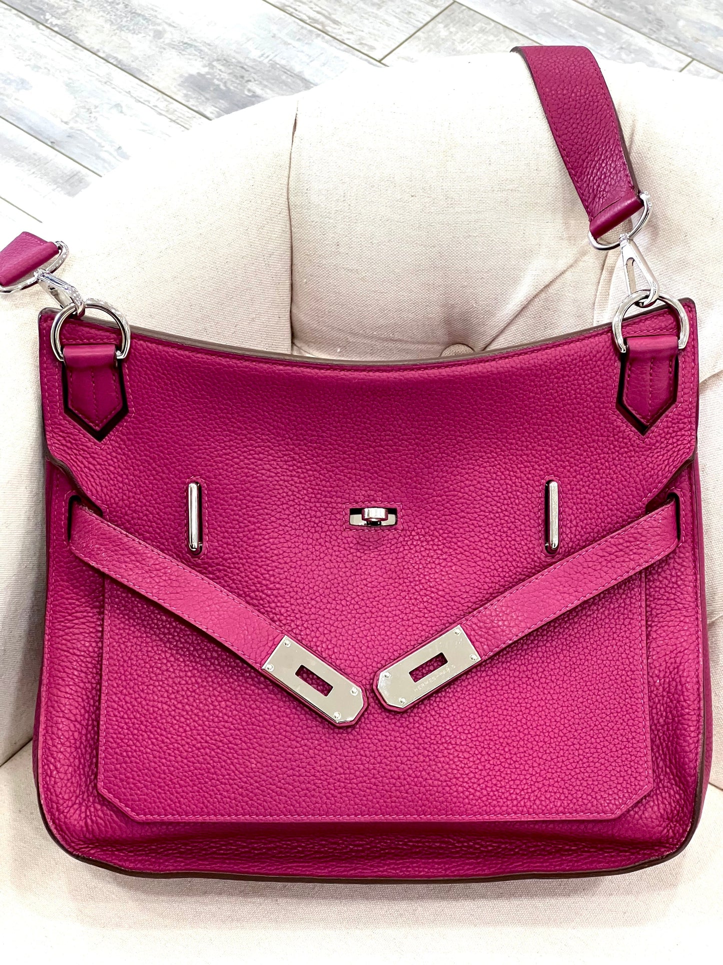 HERMÈS CLEMENCE LEATHER JYPSIERE 34 SHOULDER BAG