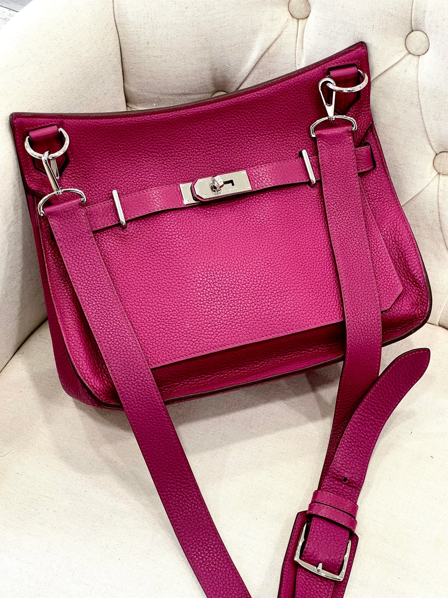 HERMÈS CLEMENCE LEATHER JYPSIERE 34 SHOULDER BAG