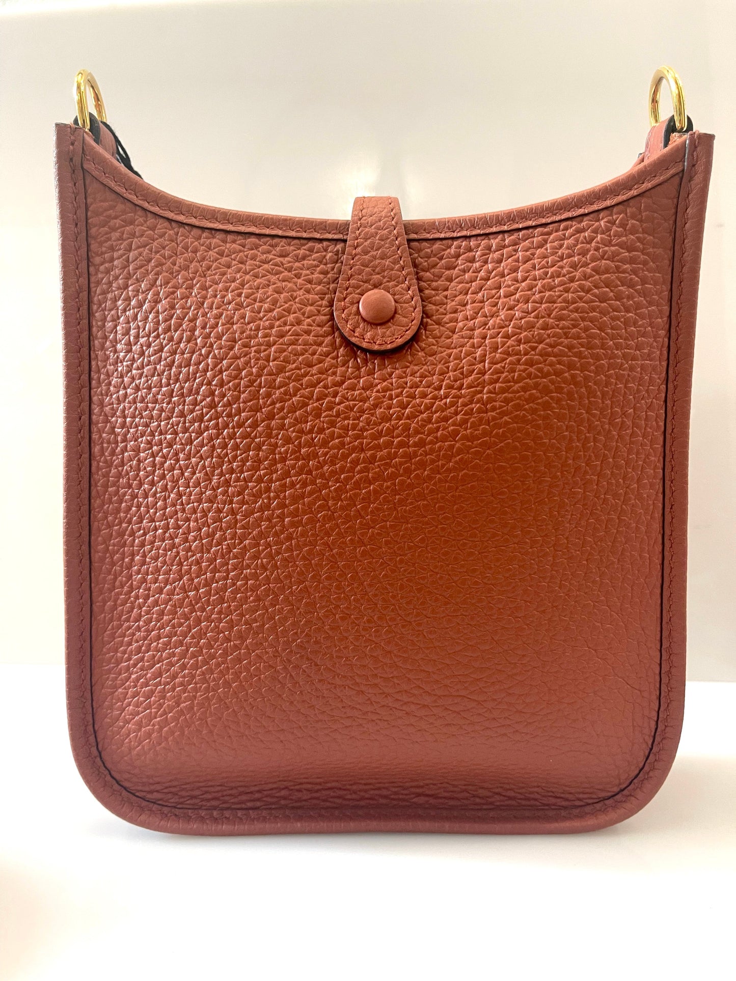 HERMÈS CLEMENCE MINI EVELYN TPM CROSSBODY BAG IN ROUGE PIVOINE