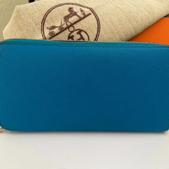 HERMÈS EPSOM LEATHER SILK'IN LONG ZIP AROUND WALLET IN ZANZIBAR