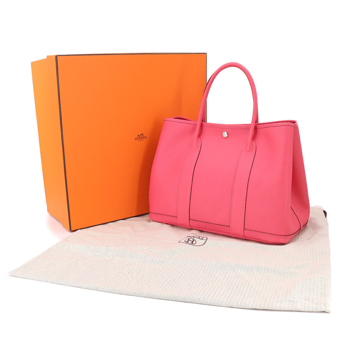 HERMÈS EPSON LEATHER GARDEN PARTY 36 MM BAG ROSE AZALEE