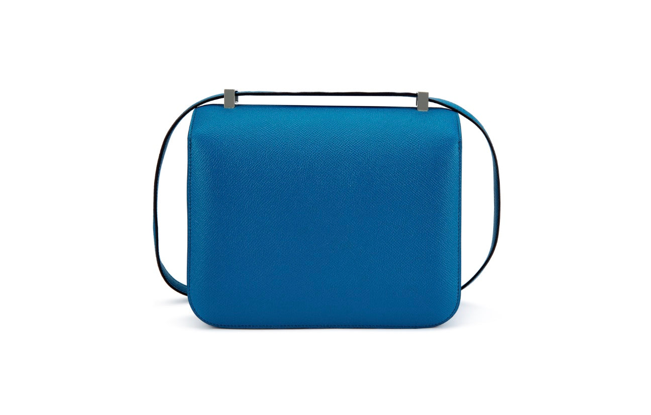 HERMÈS CONSTANCE 24 EPSOM LEATHER PALLADIUM HARDWARE BLUE IZMIR