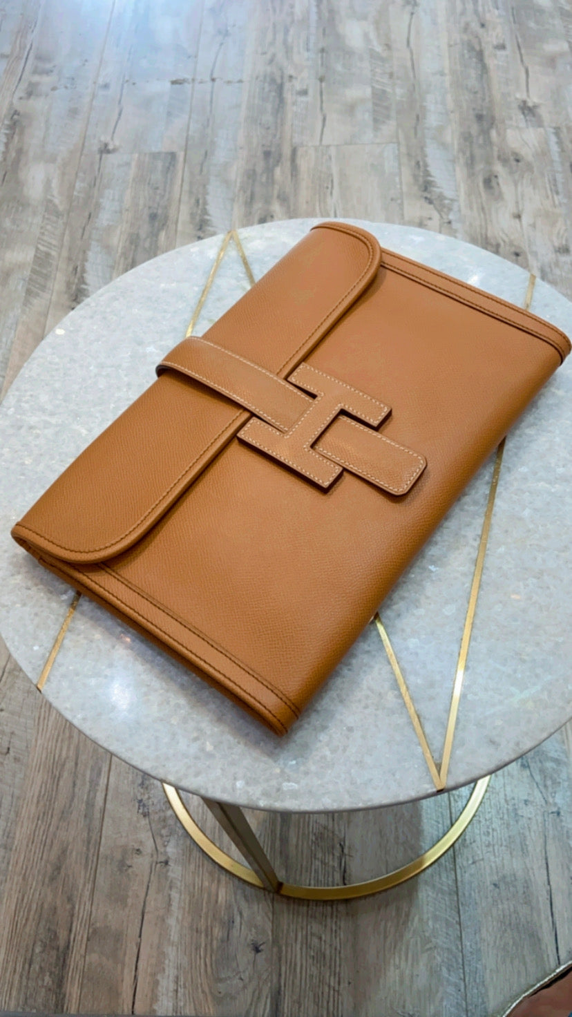 HERMÈS H EPSOM LEATHER JIGE PM CLUTCH BAG