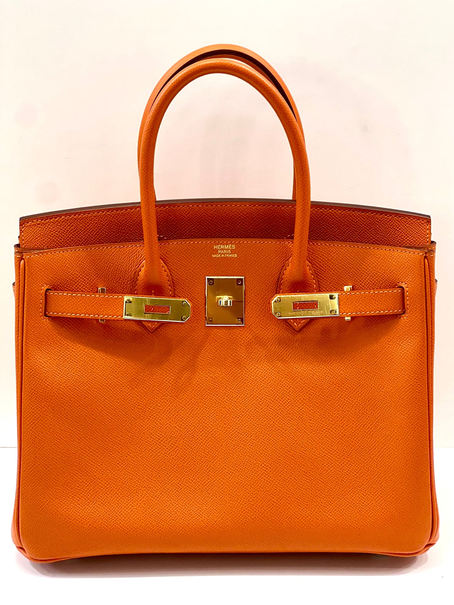 HERMÈS EPSOM LEATHER BIRKIN 30 HANDBAG IN APRICOT