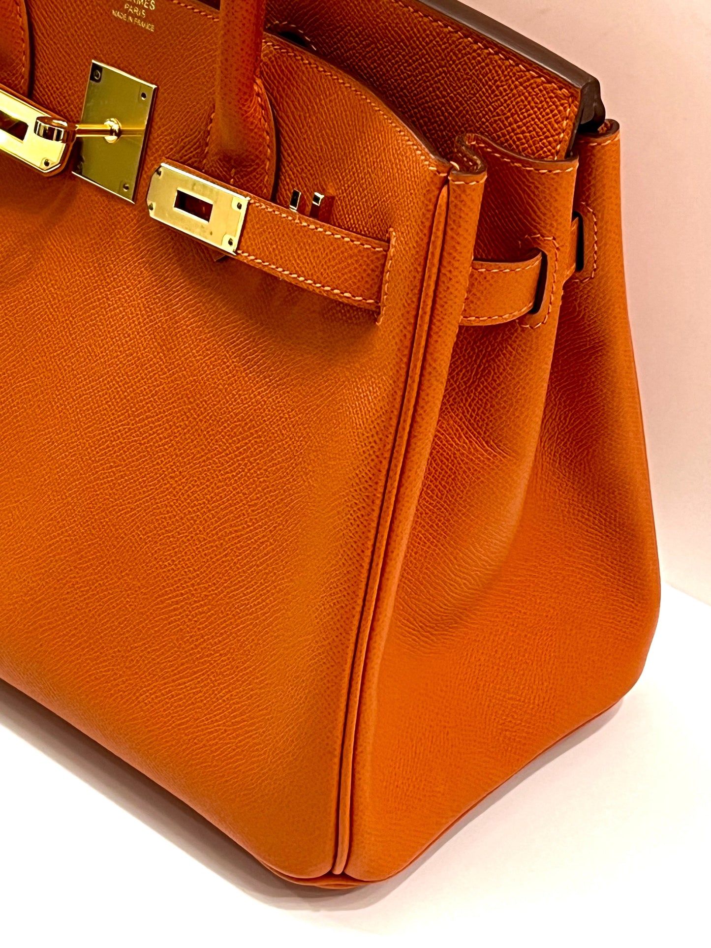 HERMÈS EPSOM LEATHER BIRKIN 30 HANDBAG IN APRICOT
