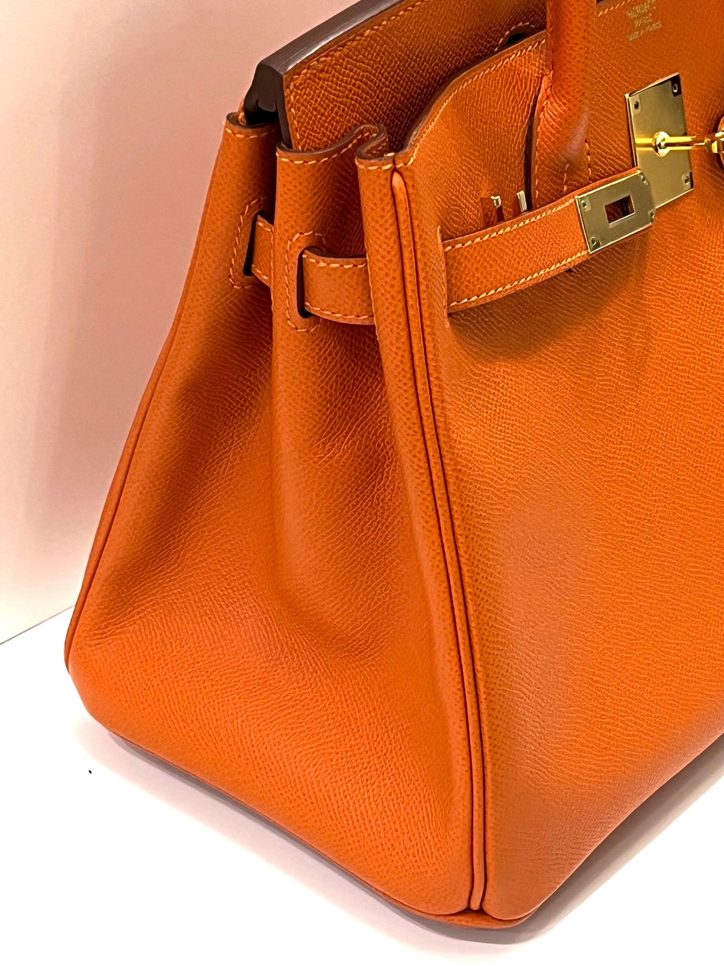 HERMÈS EPSOM LEATHER BIRKIN 30 HANDBAG IN APRICOT