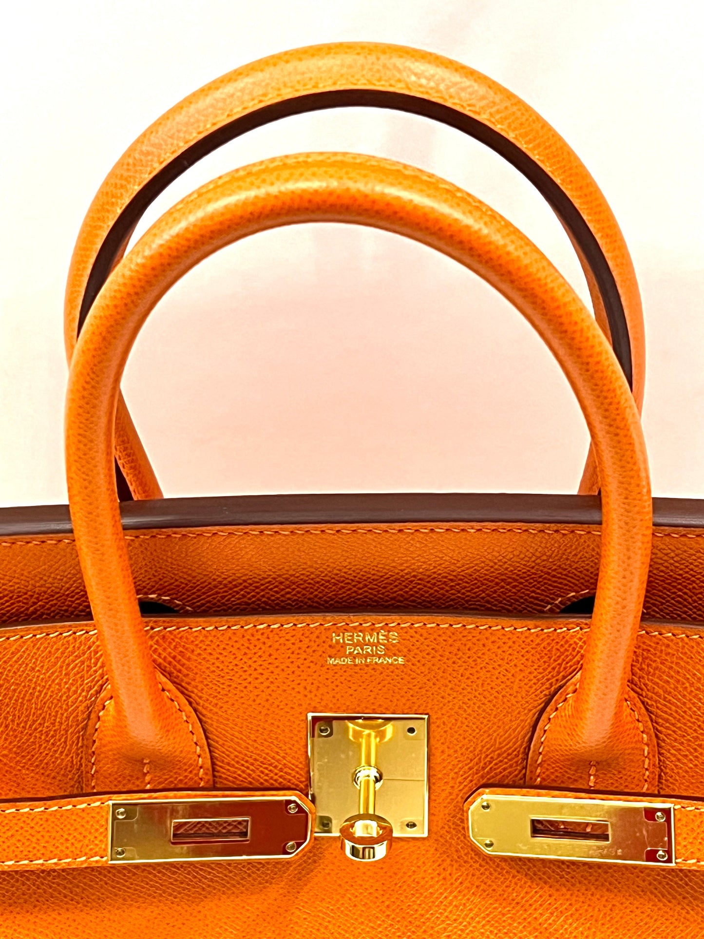 HERMÈS EPSOM LEATHER BIRKIN 30 HANDBAG IN APRICOT