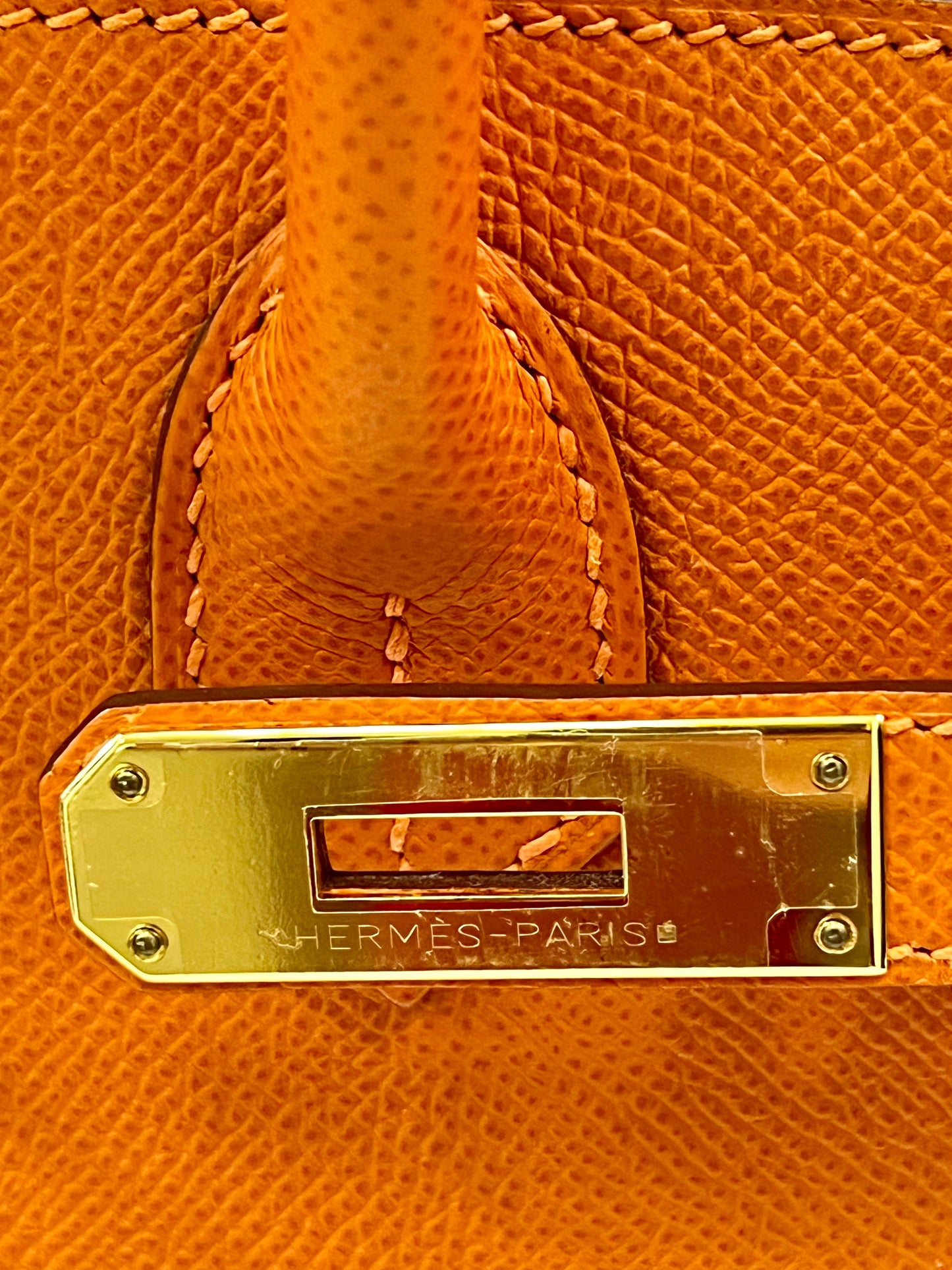 HERMÈS EPSOM LEATHER BIRKIN 30 HANDBAG IN APRICOT