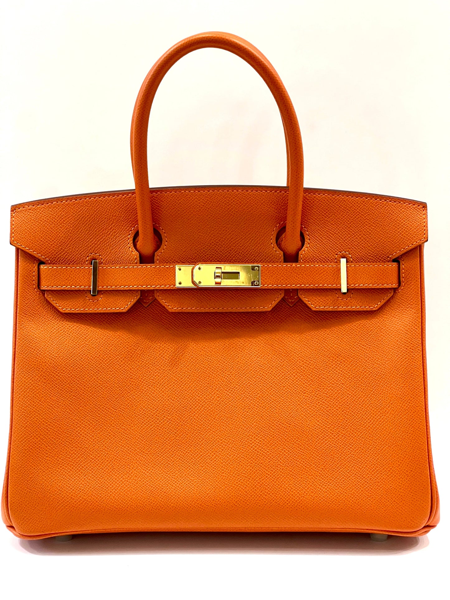 HERMÈS EPSOM LEATHER BIRKIN 30 HANDBAG IN APRICOT