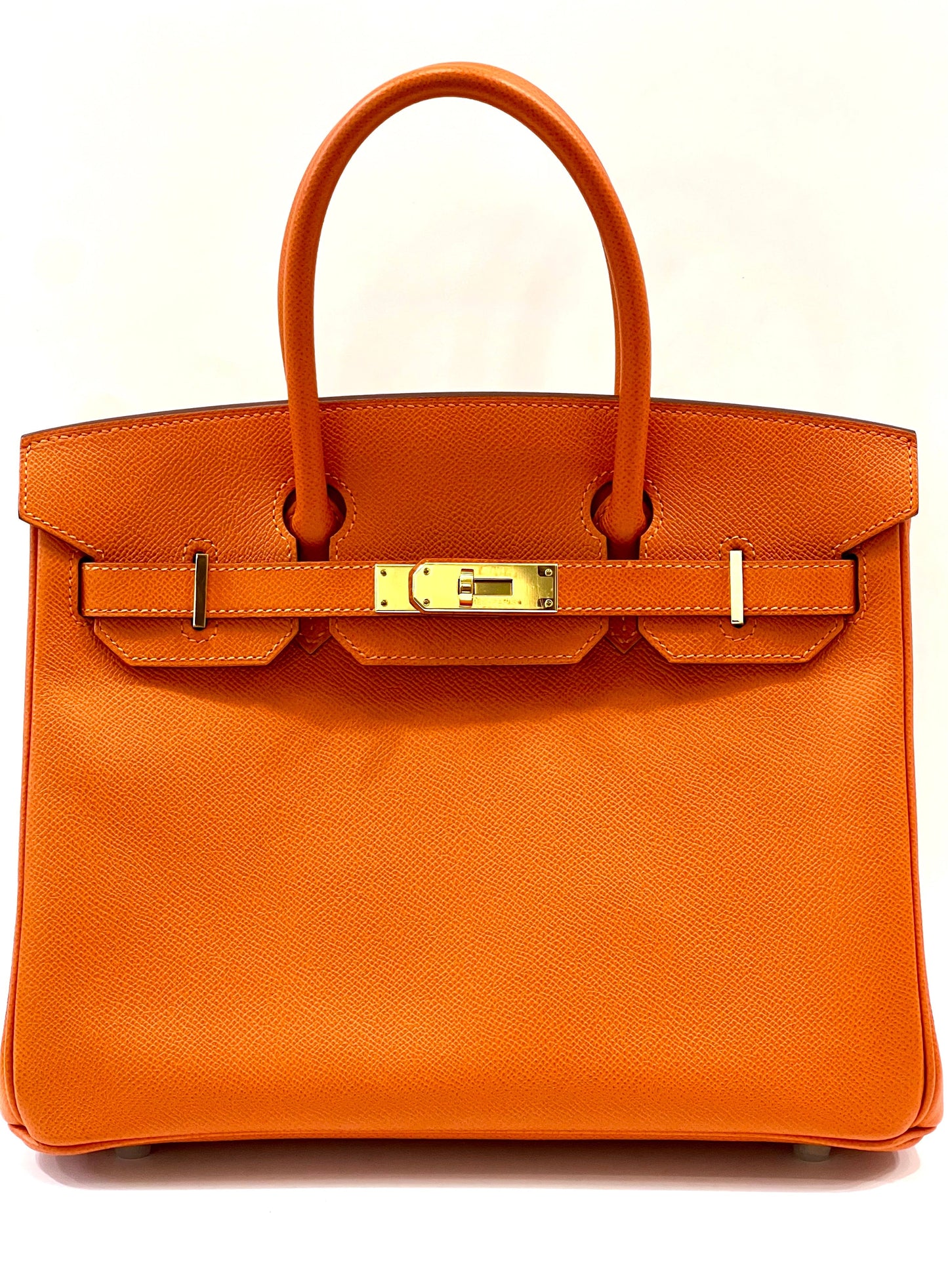 HERMÈS EPSOM LEATHER BIRKIN 30 HANDBAG IN APRICOT
