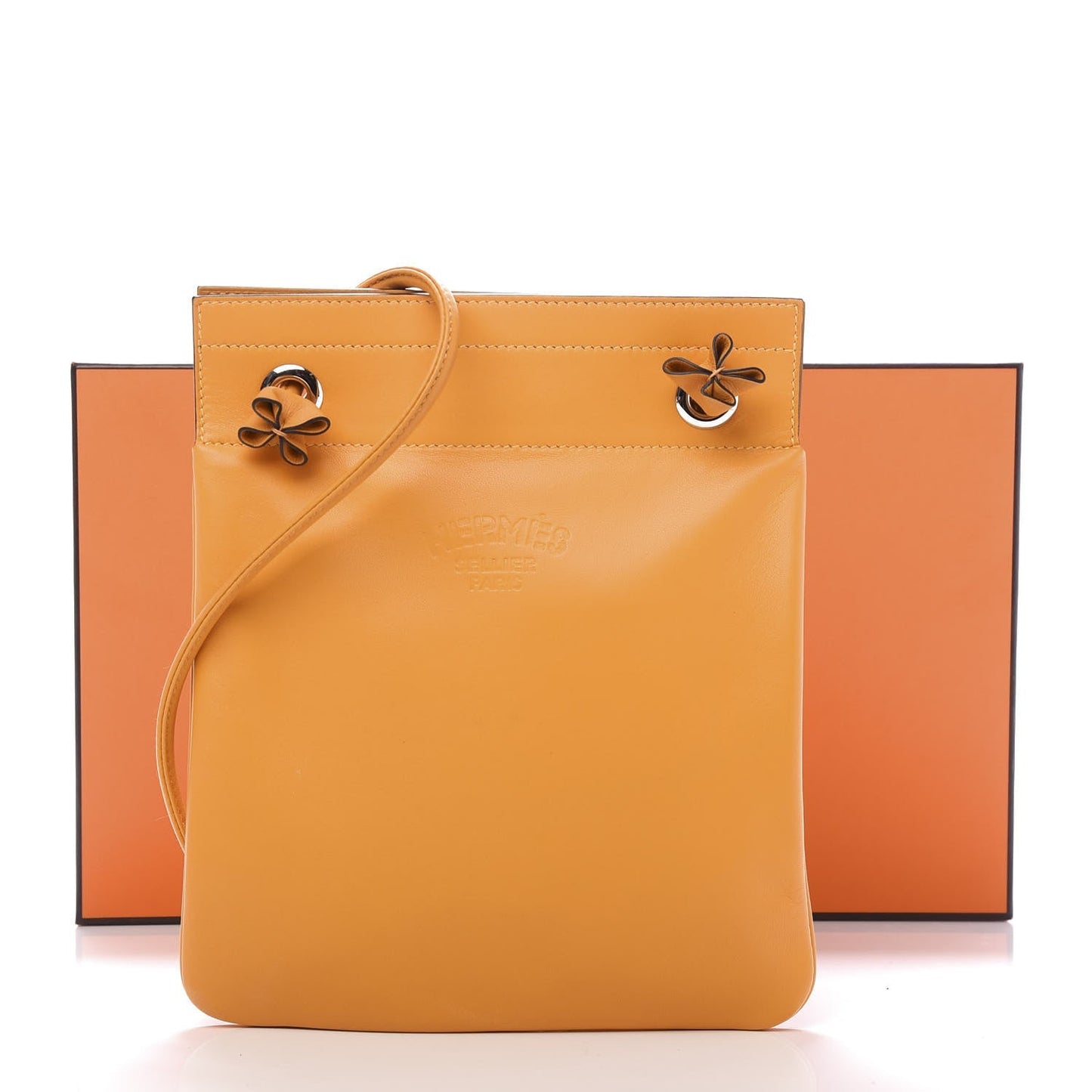 HERMÈS ALINE MILO SWIFT LAMBSKIN LEATHER MINI BAG JAUNE D'OR