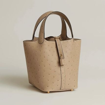 HERMÈS PITCOTIN LOCK 18 GRIS OSTRICH BAG