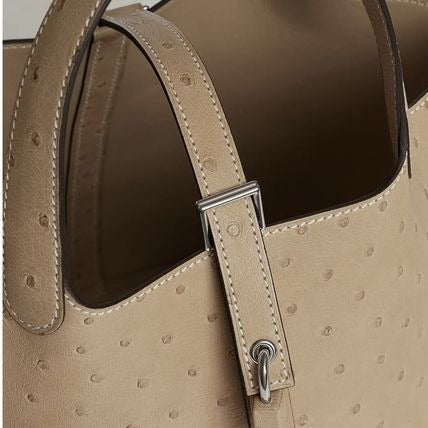 HERMÈS PITCOTIN LOCK 18 GRIS OSTRICH BAG