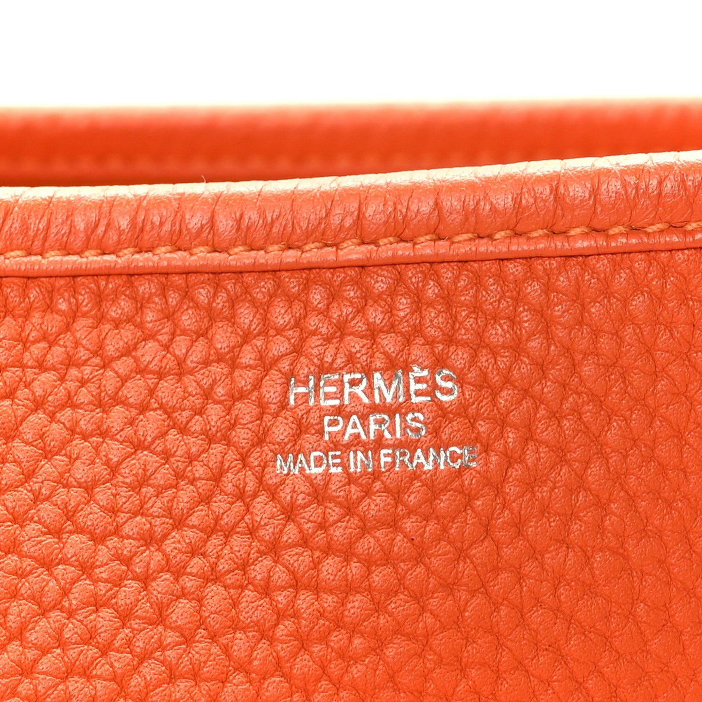HERMÈS Orange Clemence Leather Evelyne III GM Bag