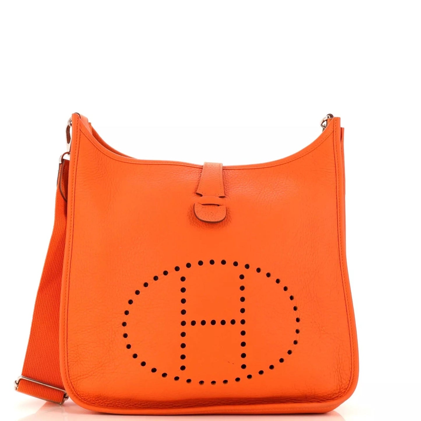 HERMÈS Orange Clemence Leather Evelyne III GM Bag