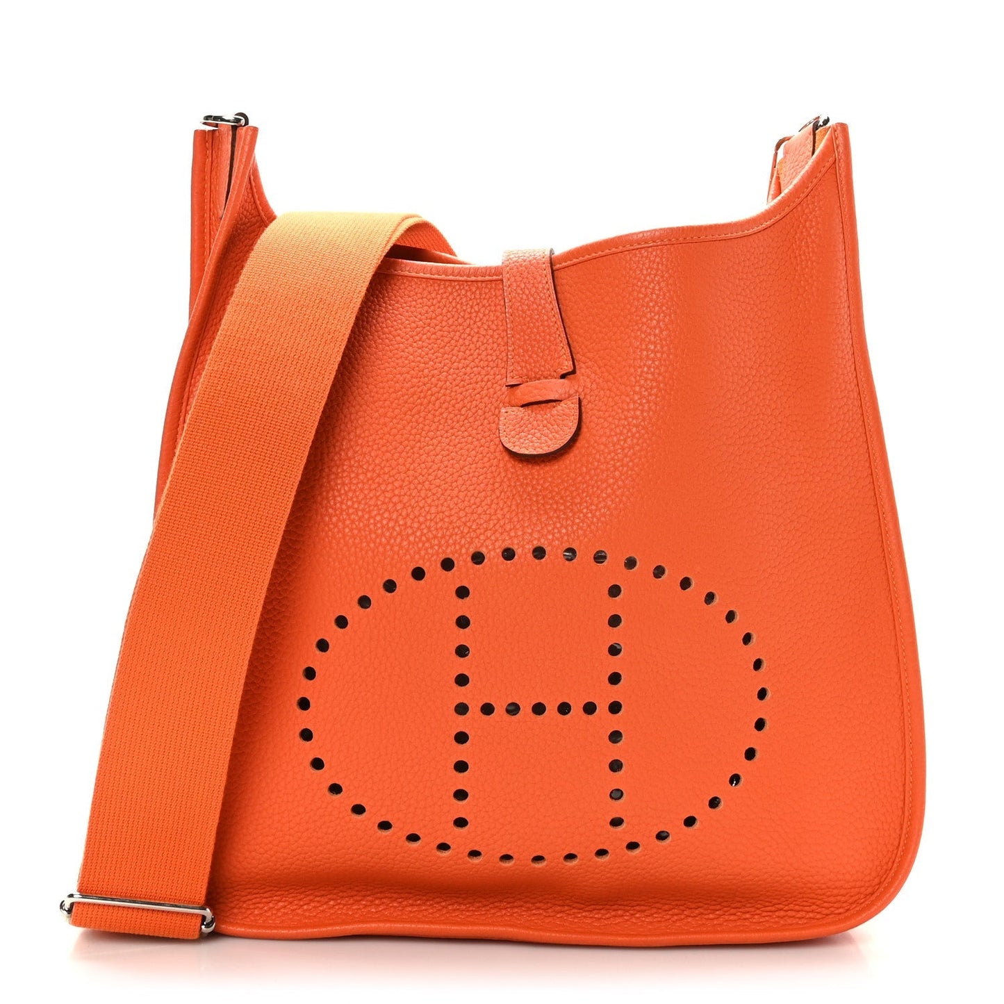 HERMÈS Orange Clemence Leather Evelyne III GM Bag