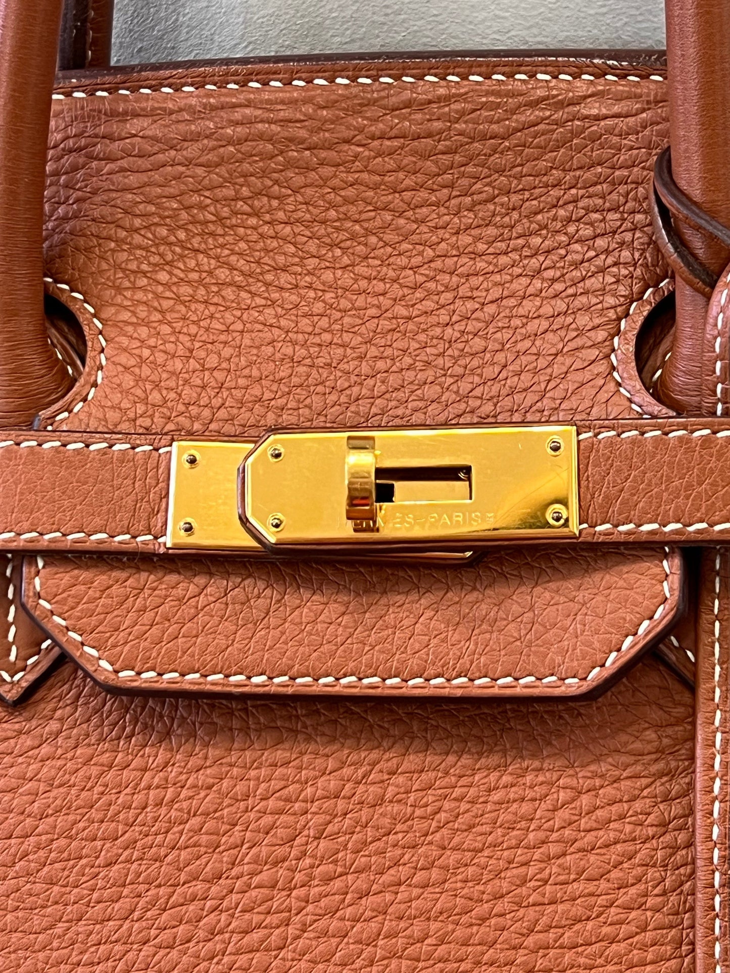 HERMÈS GOLD TAURILLON CLEMENCE LEATHER GOLD BIRKIN 35 HANDBAG