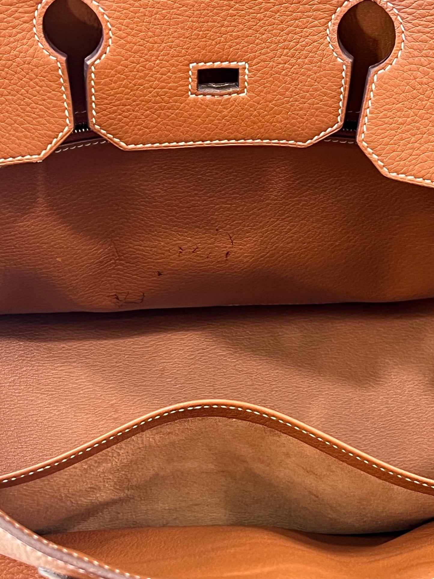 HERMÈS GOLD TAURILLON CLEMENCE LEATHER GOLD BIRKIN 35 HANDBAG