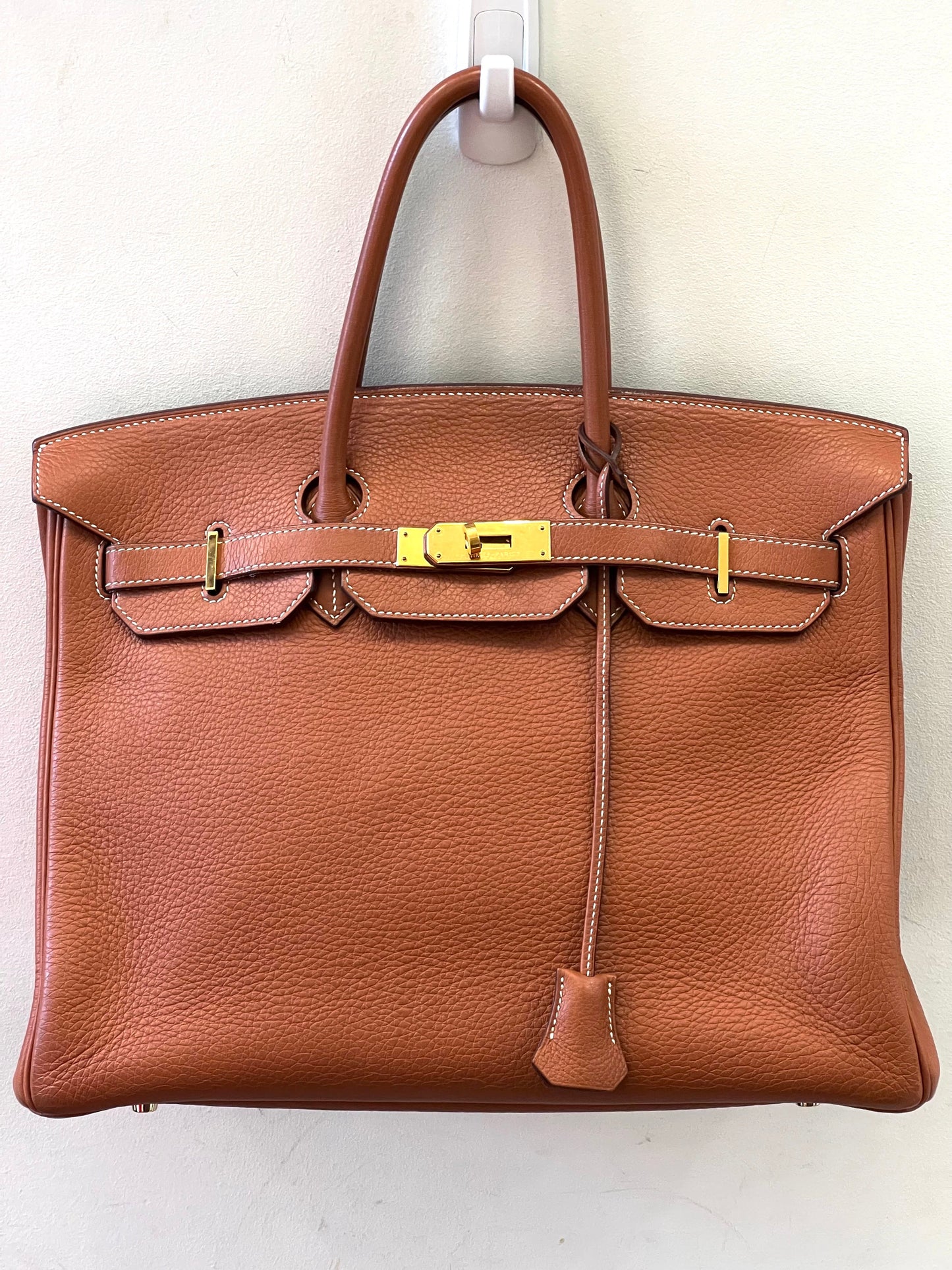 HERMÈS GOLD TAURILLON CLEMENCE LEATHER GOLD BIRKIN 35 HANDBAG