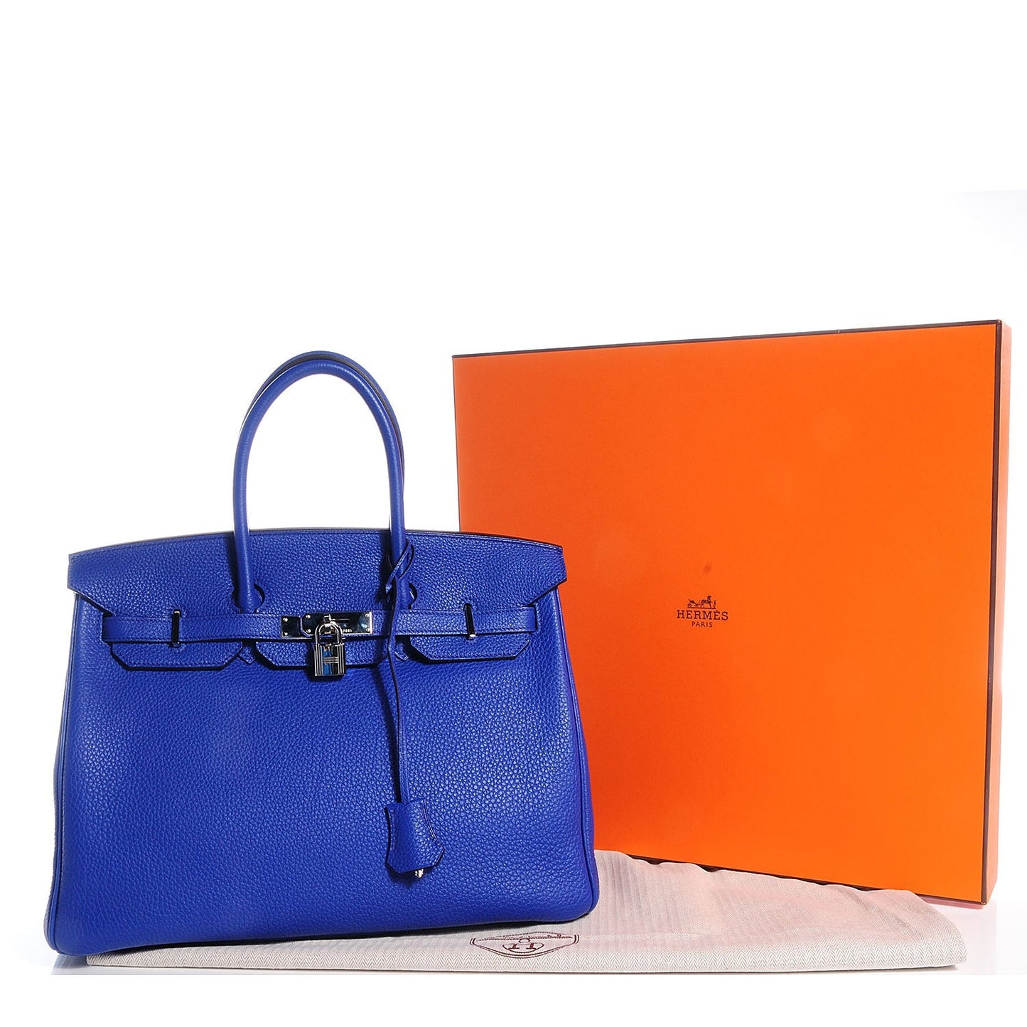 HERMÈS TOGO LEATHER BIRKIN 35 HANDBAG IN BLEU ELECTRIQUE