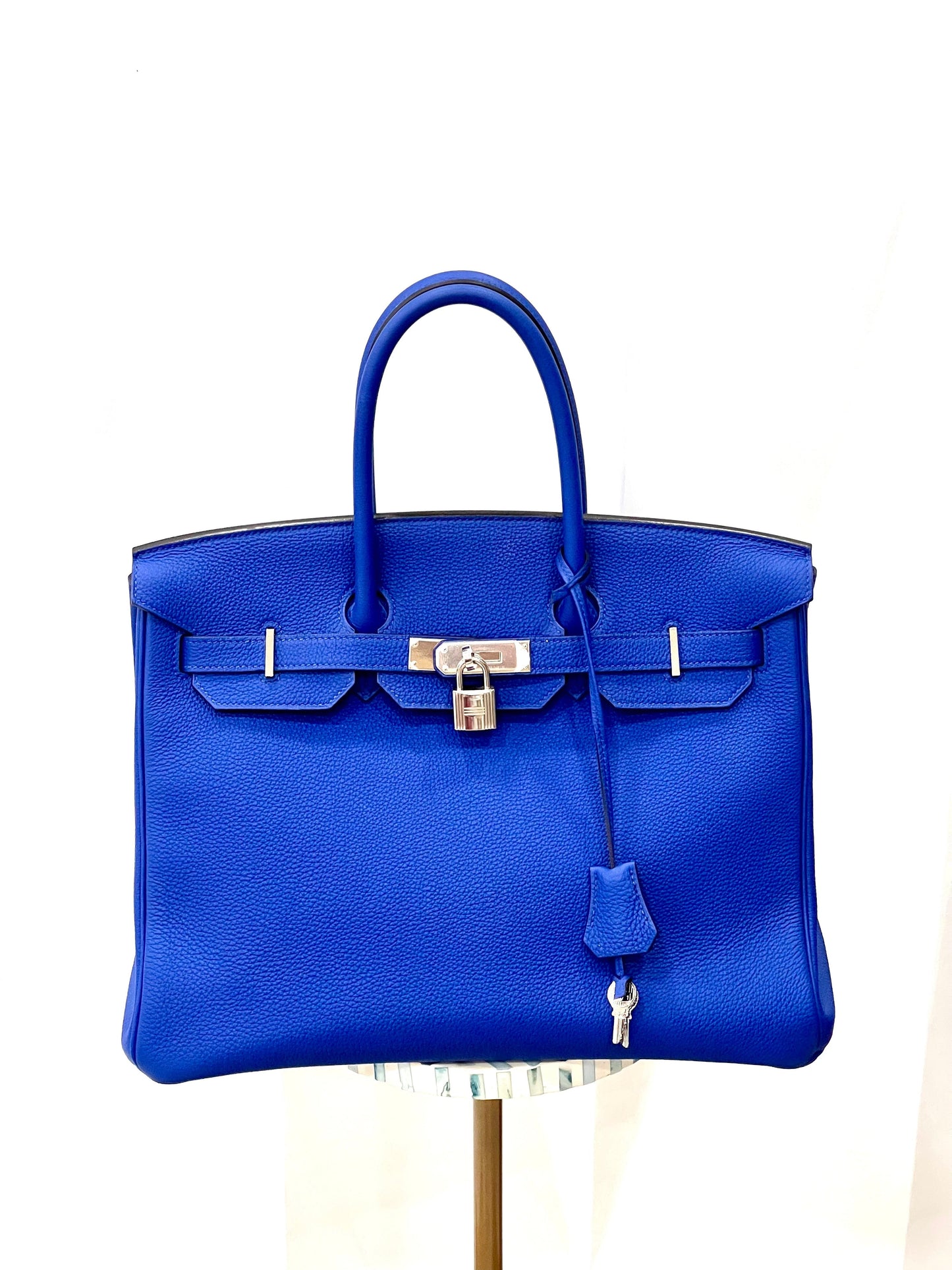 HERMÈS TOGO LEATHER BIRKIN 35 HANDBAG IN BLEU ELECTRIQUE