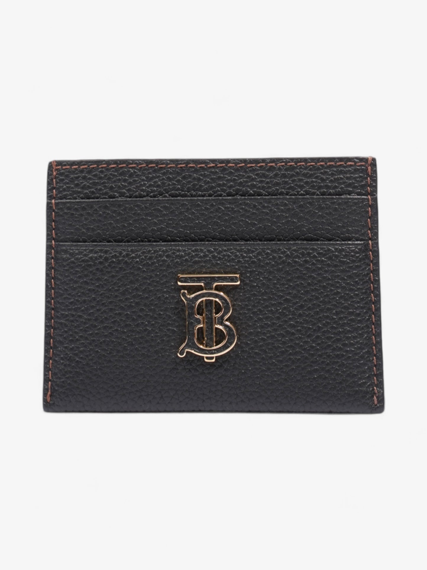 Burberry TB Card Case Black / Gold Grained Leather