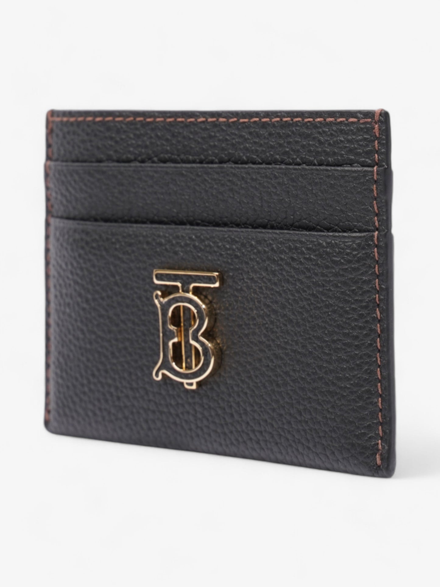 Burberry TB Card Case Black / Gold Grained Leather