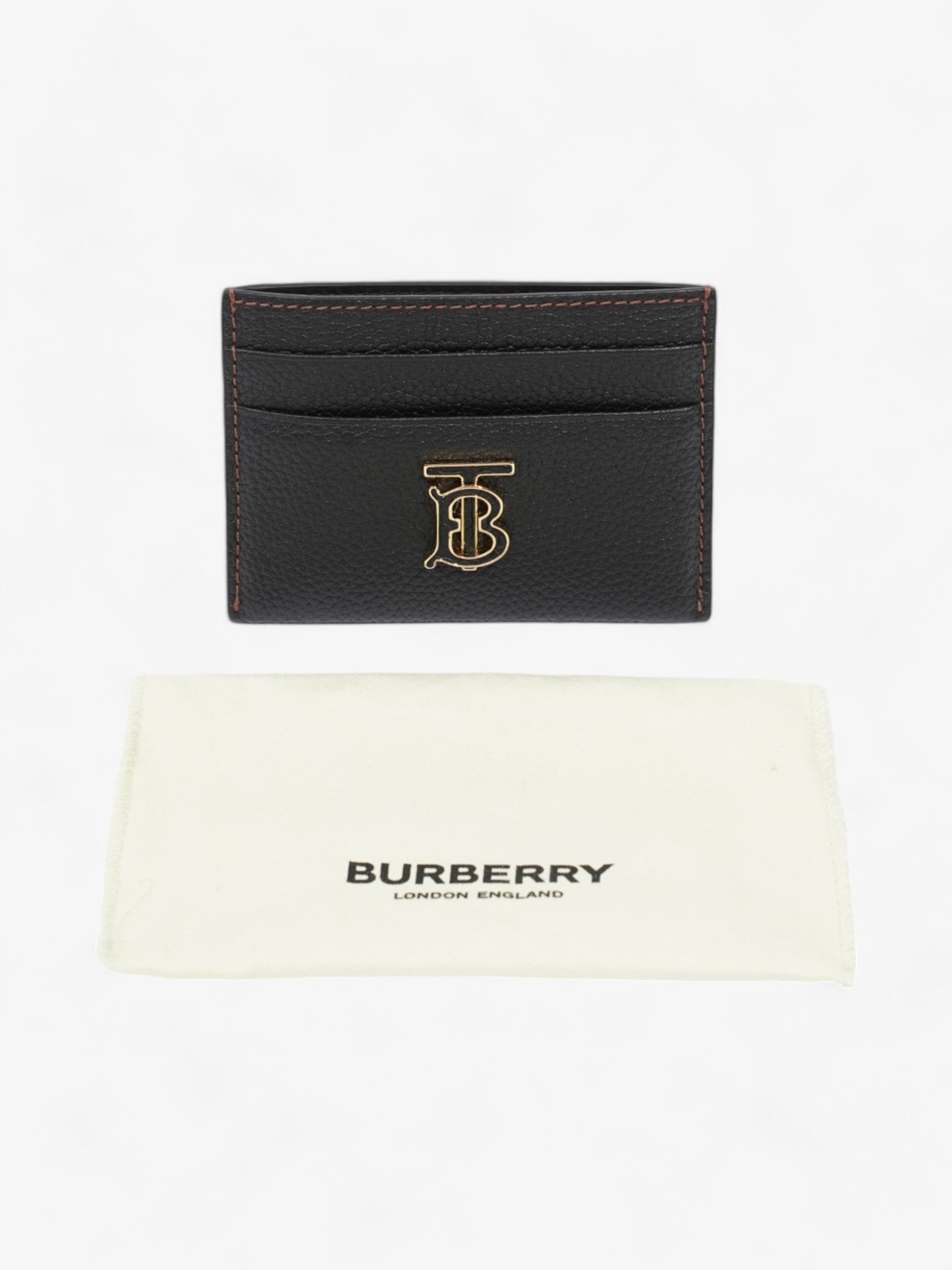 Burberry TB Card Case Black / Gold Grained Leather