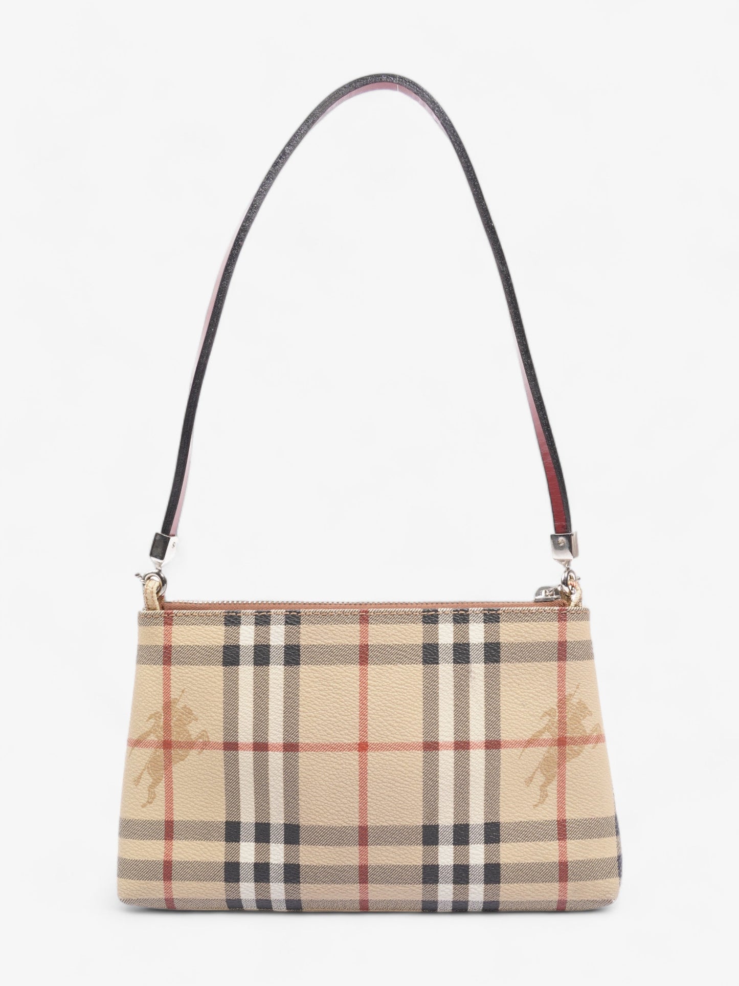 Burberry Pochette Shoulder Bag Haymarket Check / Red Coated Canvas