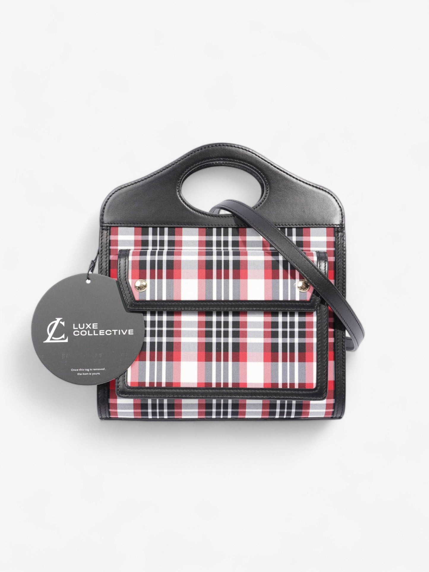 Burberry Mini Pocket Red And Black Check Leather