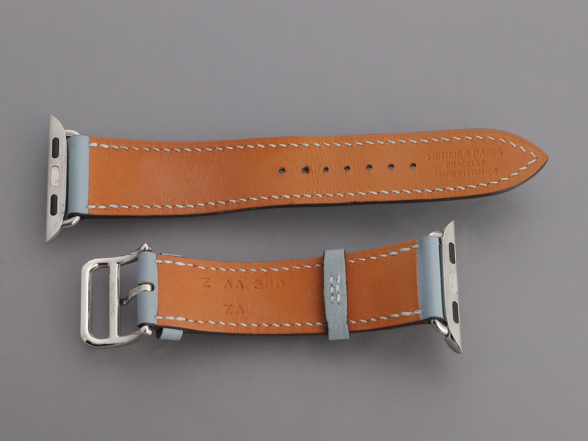 HermÃ¨s Bleu Lin Swift Single Tour Apple Watch Band 41 mm