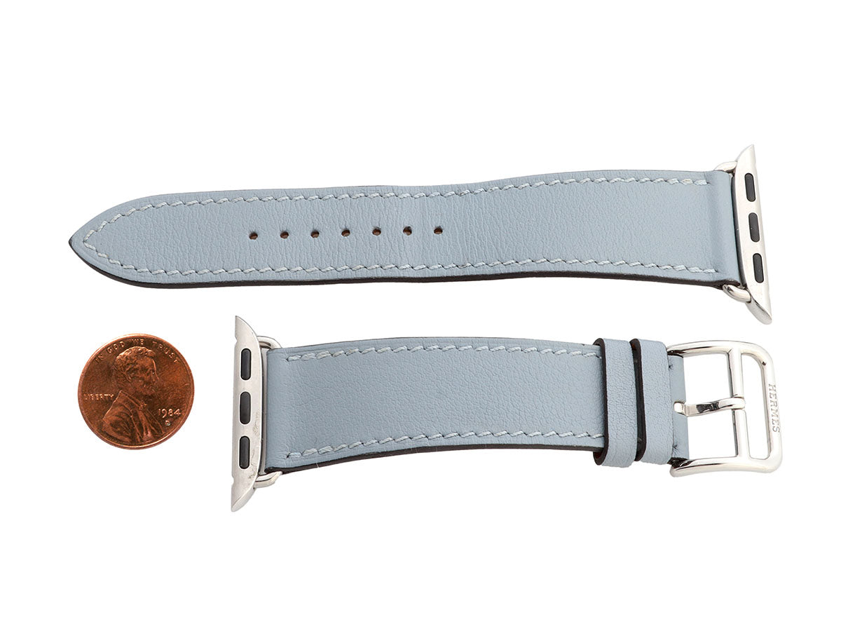 HermÃ¨s Bleu Lin Swift Single Tour Apple Watch Band 41 mm