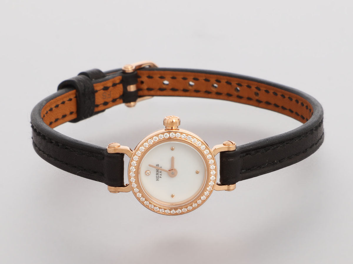HermÃ¨s Mini 18K Rose Gold Diamond Faubourg Watch 15mm