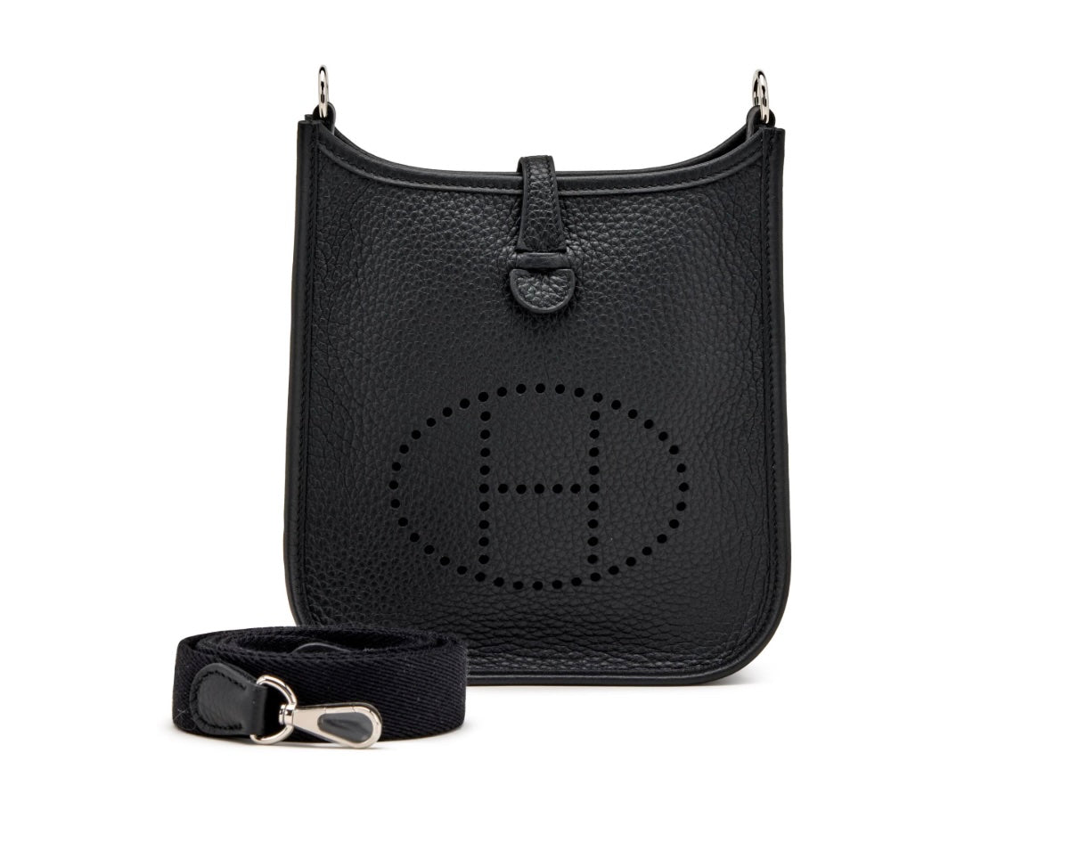 HERMÈS CLEMENCE MINI EVELYN TPM CROSSBODY BAG IN NOIR
