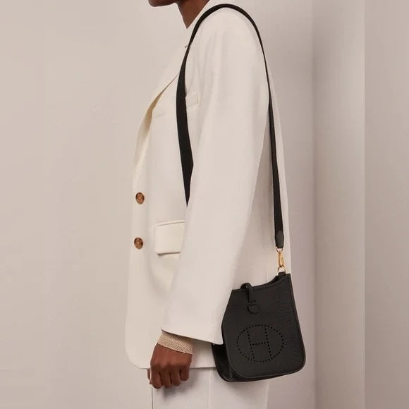 HERMÈS CLEMENCE MINI EVELYN TPM CROSSBODY BAG IN NOIR
