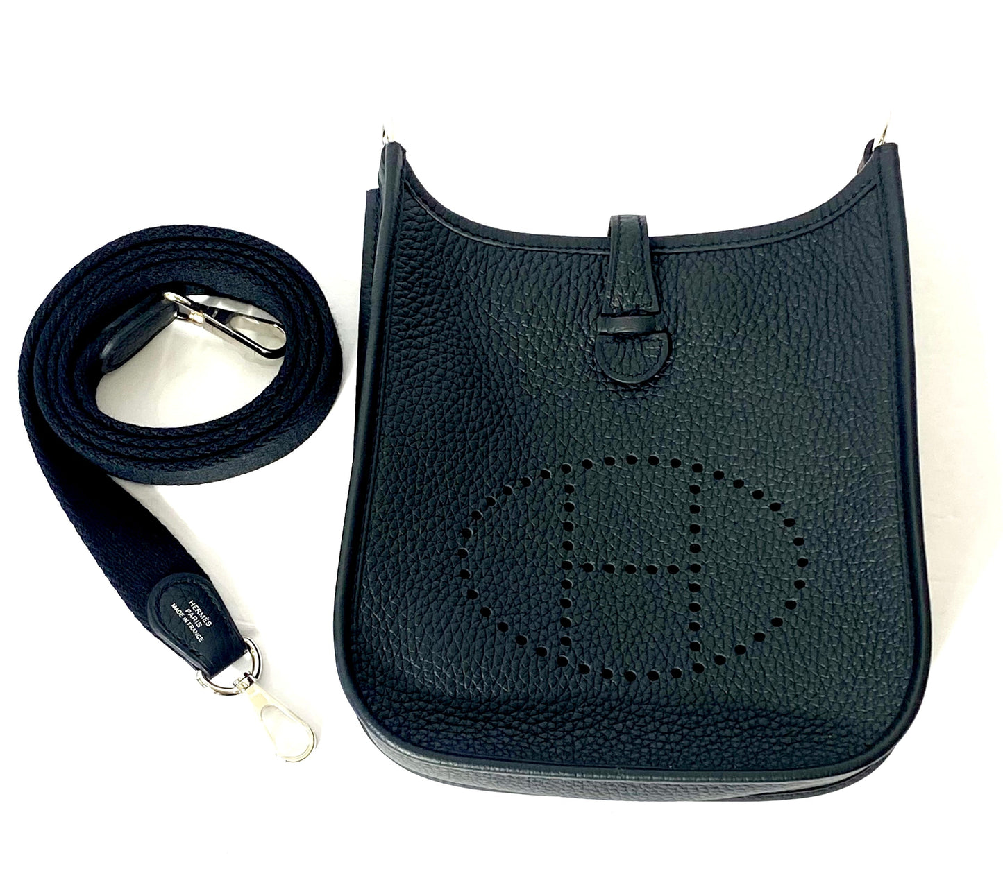 HERMÈS CLEMENCE MINI EVELYN TPM CROSSBODY BAG IN NOIR