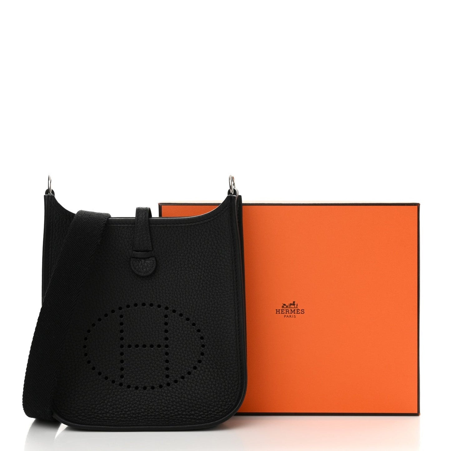 HERMÈS CLEMENCE MINI EVELYN TPM CROSSBODY BAG IN NOIR