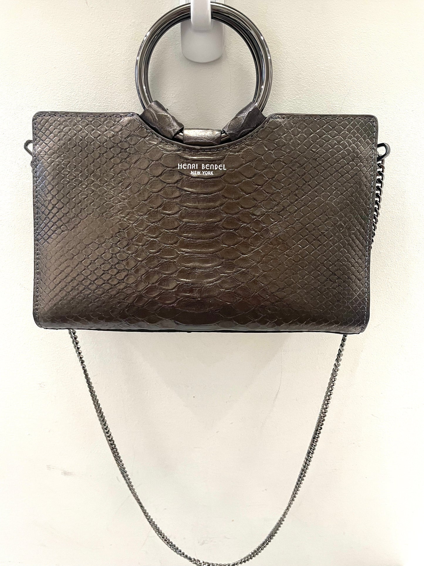 HENRI BENDEL MARQUIS SNAKE EMBOSSED MINI SATCHEL BAG