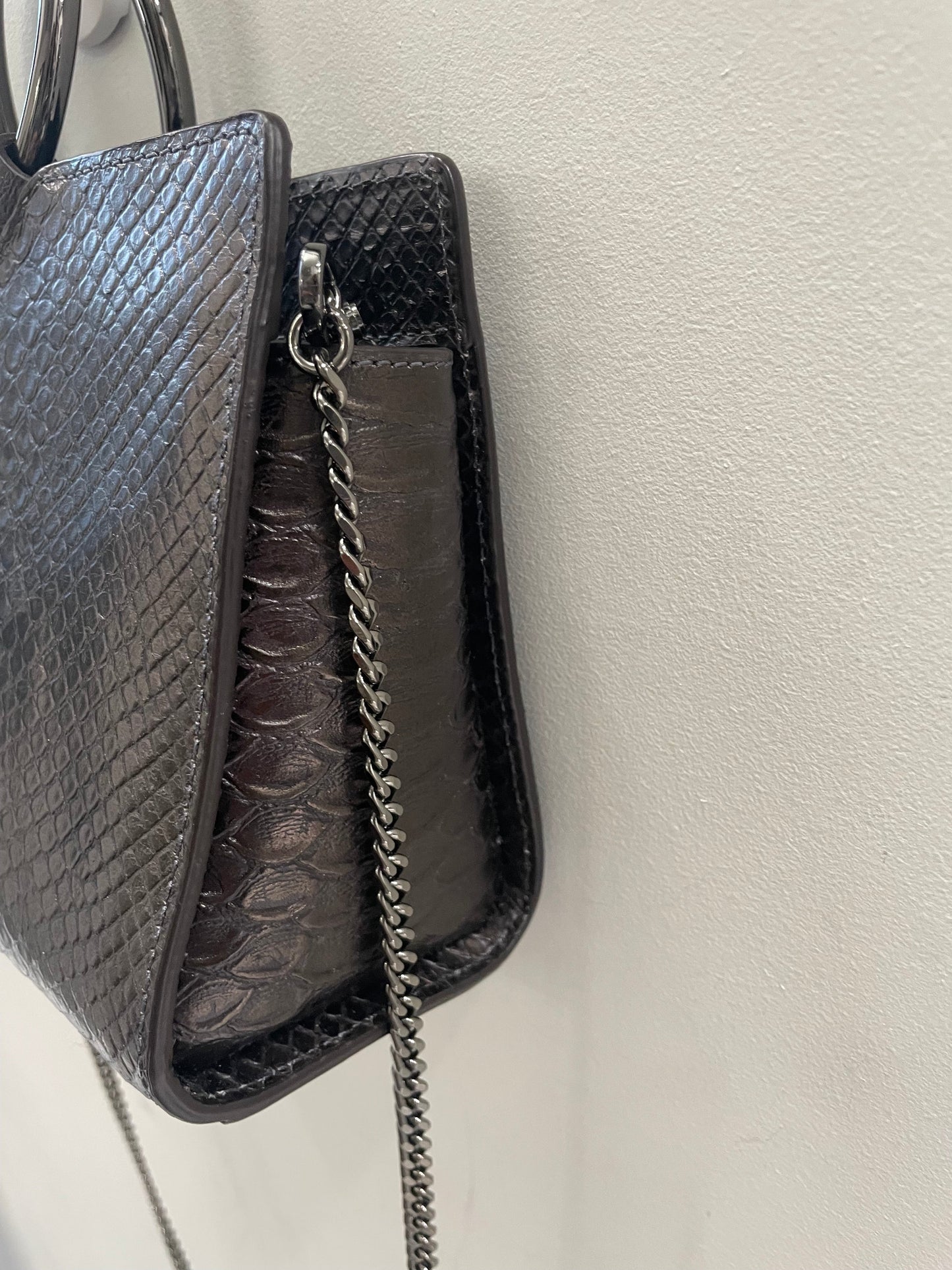 HENRI BENDEL MARQUIS SNAKE EMBOSSED MINI SATCHEL BAG
