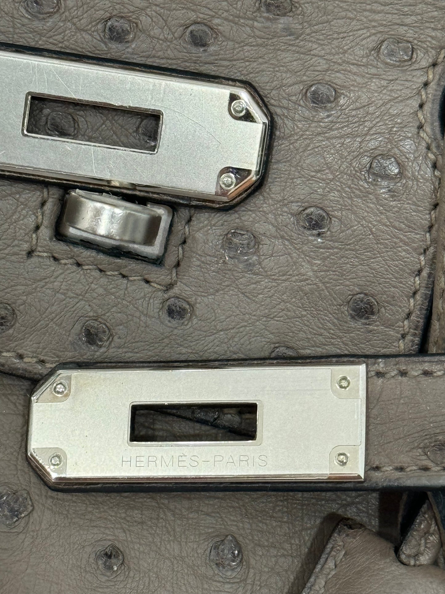 HERMÈS BIRKIN 30 OSTRICH PALLADIUM HARDWARE HANDBAG – MOUSSE (2016)