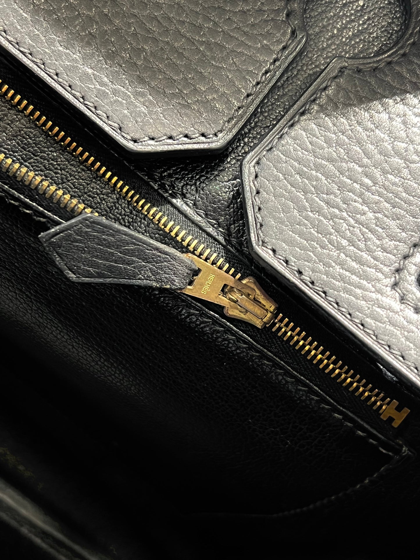 HERMÈS BIRKIN 35 ARDENNE LEATHER NOIR HANDBAG