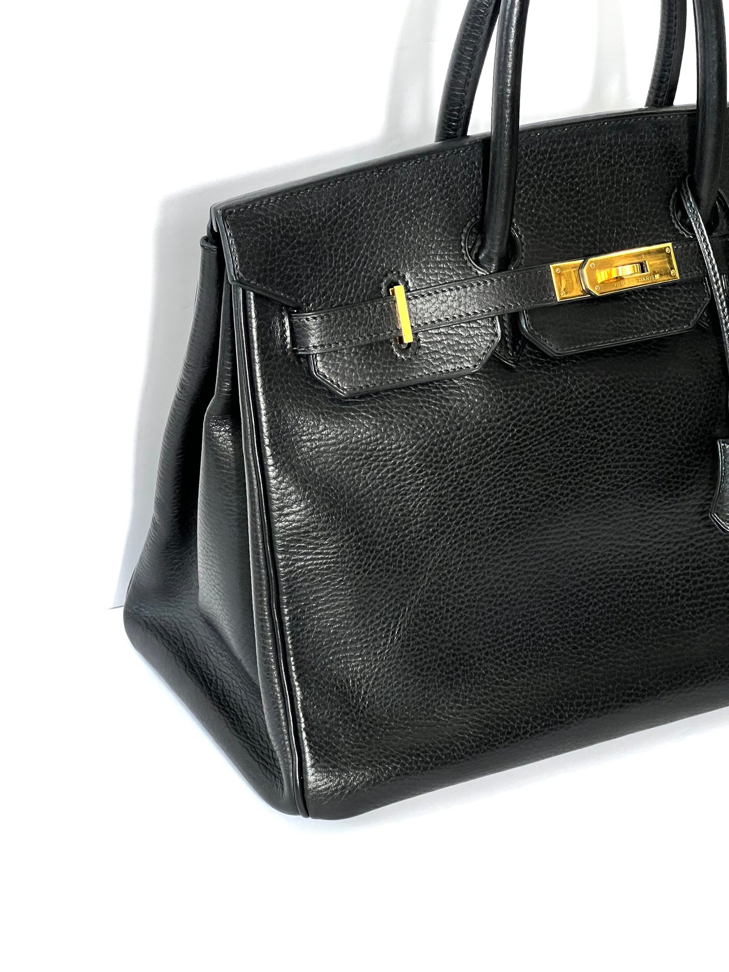 HERMÈS BIRKIN 35 ARDENNE LEATHER NOIR HANDBAG