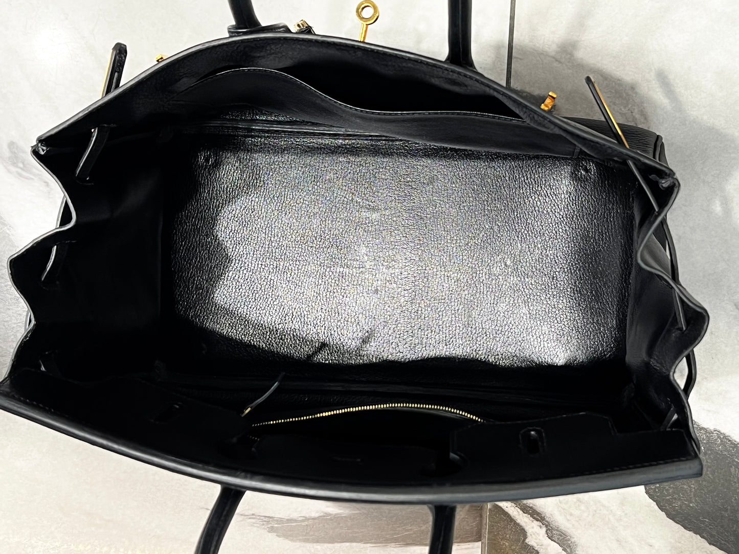 HERMÈS BIRKIN 35 ARDENNE LEATHER NOIR HANDBAG