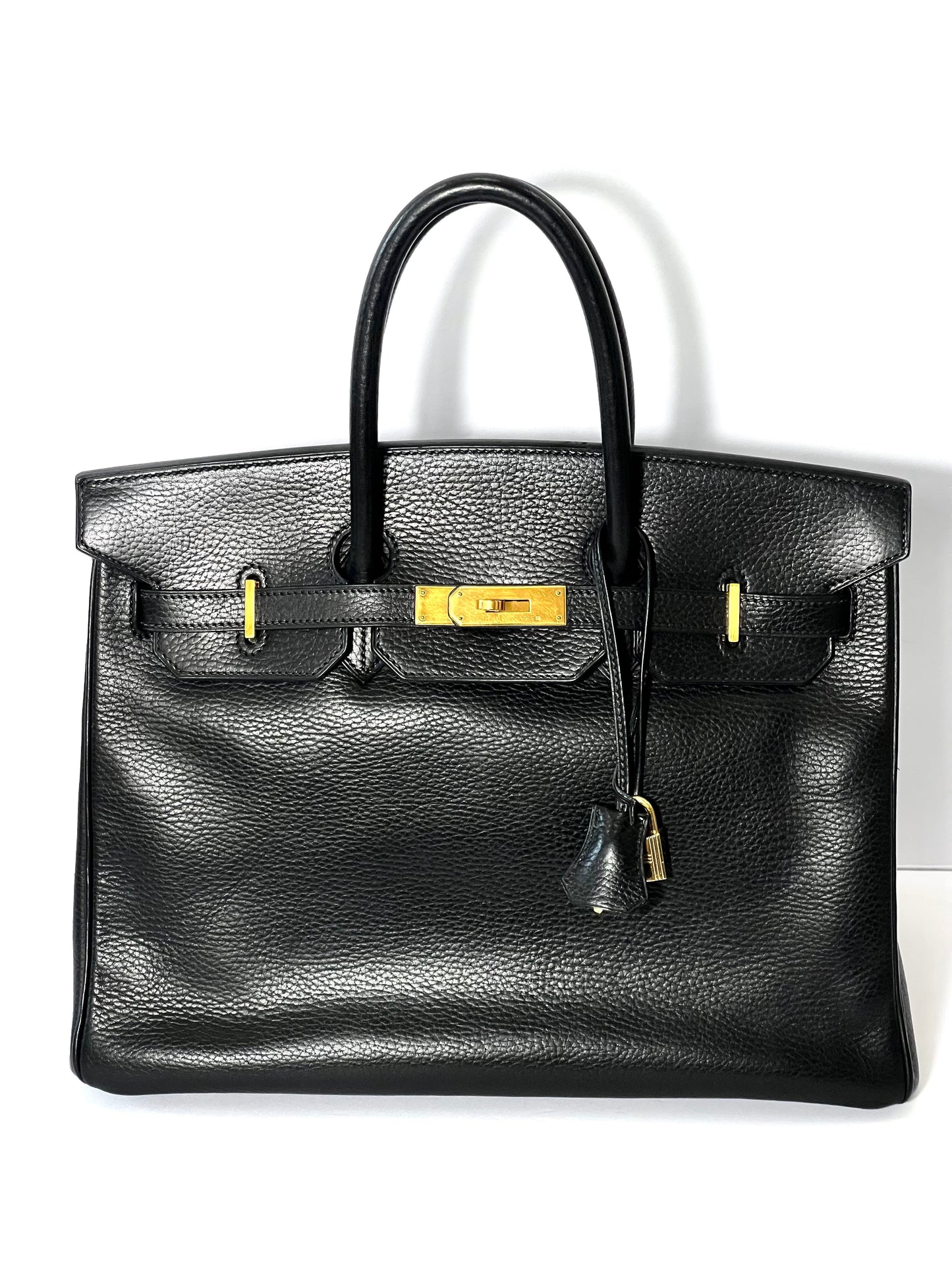 HERMÈS BIRKIN 35 ARDENNE LEATHER NOIR HANDBAG