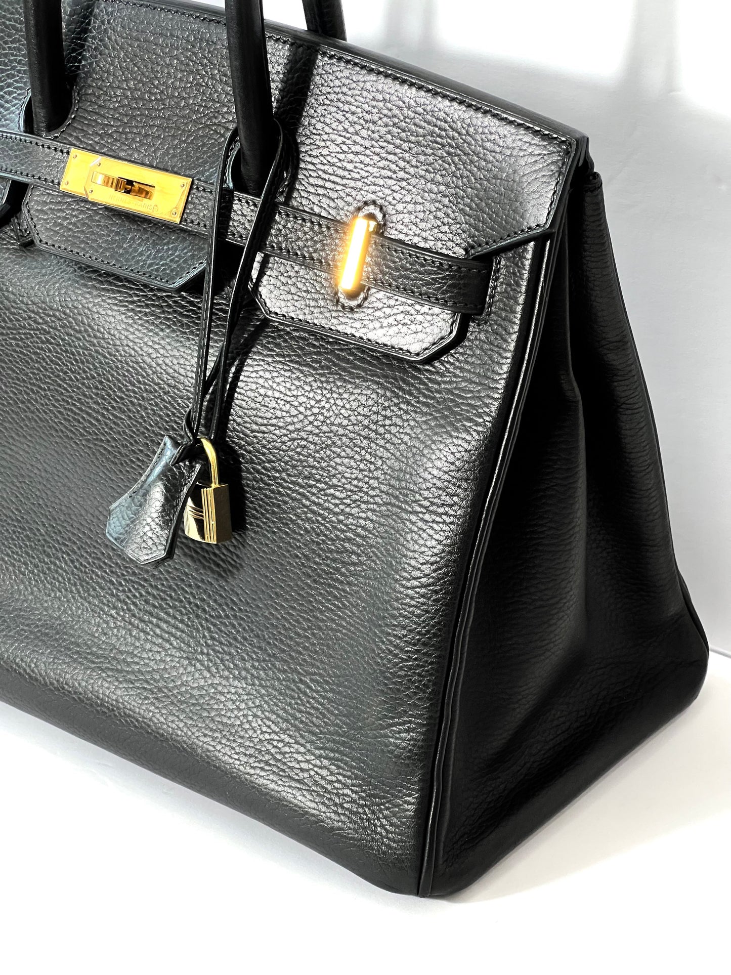 HERMÈS BIRKIN 35 ARDENNE LEATHER NOIR HANDBAG